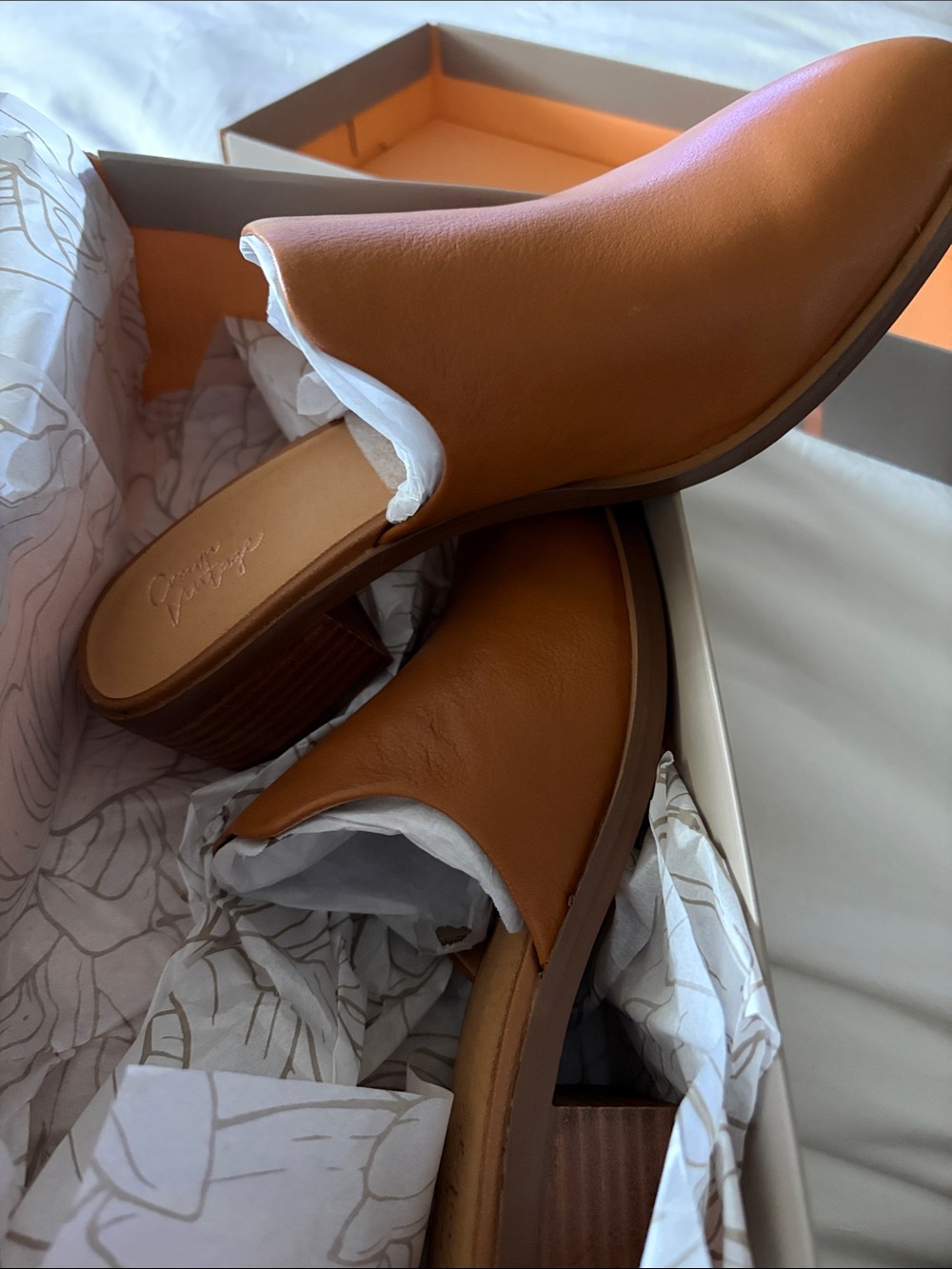 Crown Vintage Tan Leather Slip-On Mules